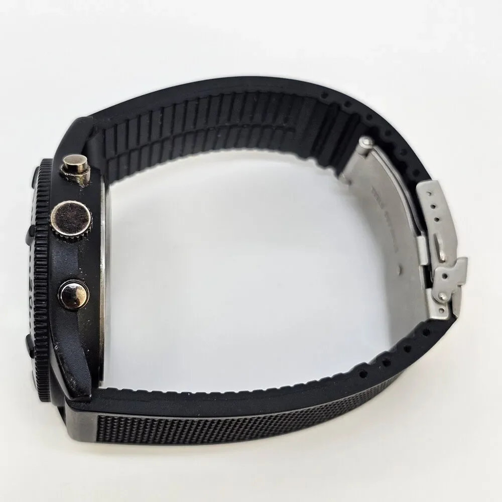 Men CX2 Croton Sport Black Tone Silicone Analog Digital Watch 46MM New Batteries